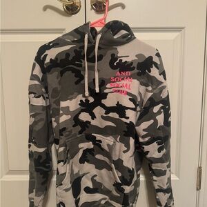 Anti Social Social Club Gray and Pink Hoodie